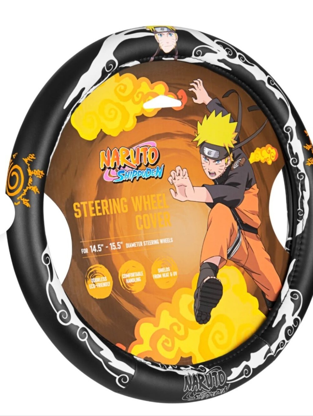 NWT Naruto Shippuden Naruto Steering Wheel Cover - Black & Orange